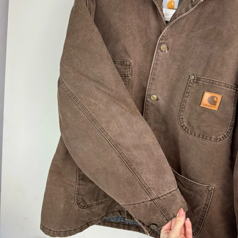 Vintage Carhartt Blanket Lined Chore Barn Jacket C02CHT Coat Brown Sz Large - Picture 10 of 16